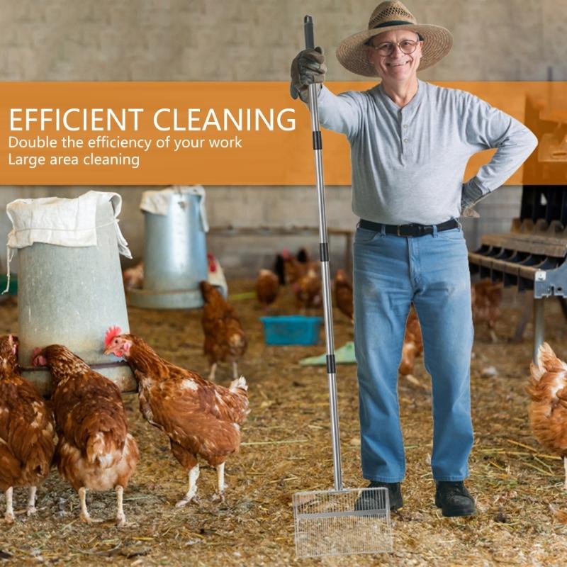 Purpose Metal Manures Scooper Tool For Chicken Coops Grimalkin Litter Sand With Extendable Stainless Handle