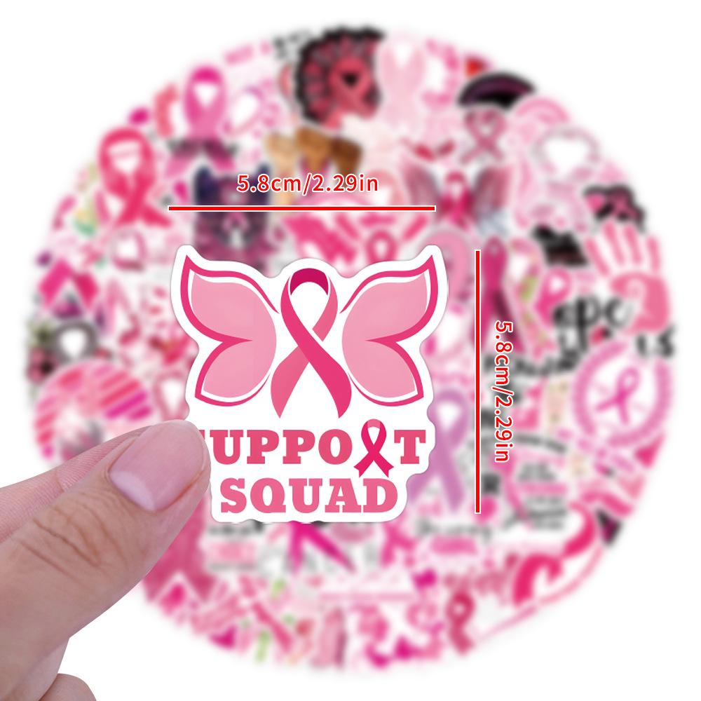Cross-Border Cartoon Breast Cancer Creative Waterproof Stickers: 55-110 Sheets for Suitcase, Water Bottle, Computer Decoration.