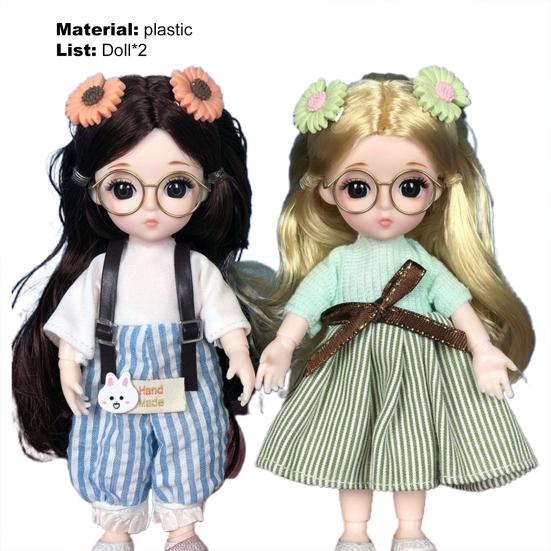 2Pcs 17cm Dolls Lovely Shape Realistic Image Miniature Dress-up Doll Toys Birthday Gift