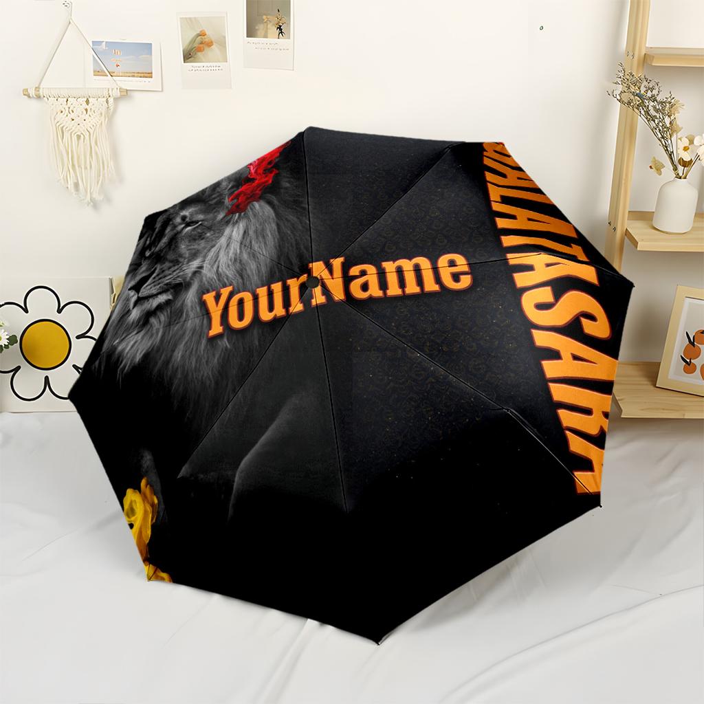 Galatasaray1 Customize Your Name Umbrella Portable Automatic Umbrella Retractable Design with 8-Rib Durability Foldable Design Travel Essential