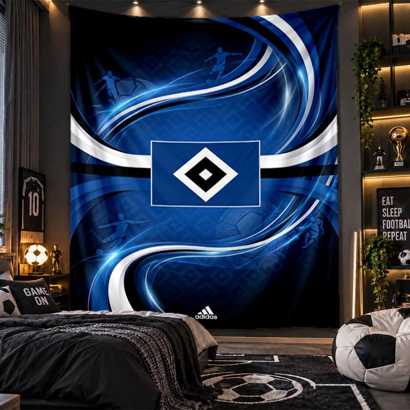 Wall Hanging Tapestry Hamburger SV Football Print Cloth for Living Room Bedroom Home Decor