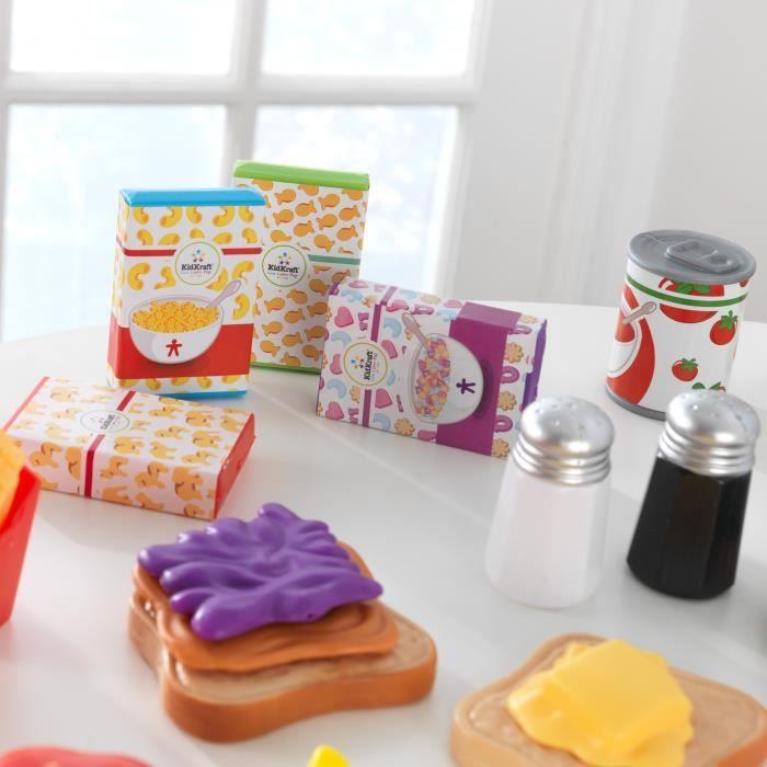 KidKraft - 115 Accessoires pour cuisine enfant dont fruits légumes, pizza, gauffres factices