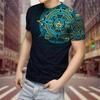 Summer Round Neck 3D Aztec Style Pattern Print Top Fashionable Casual Short Sleeved Men's T-shirts