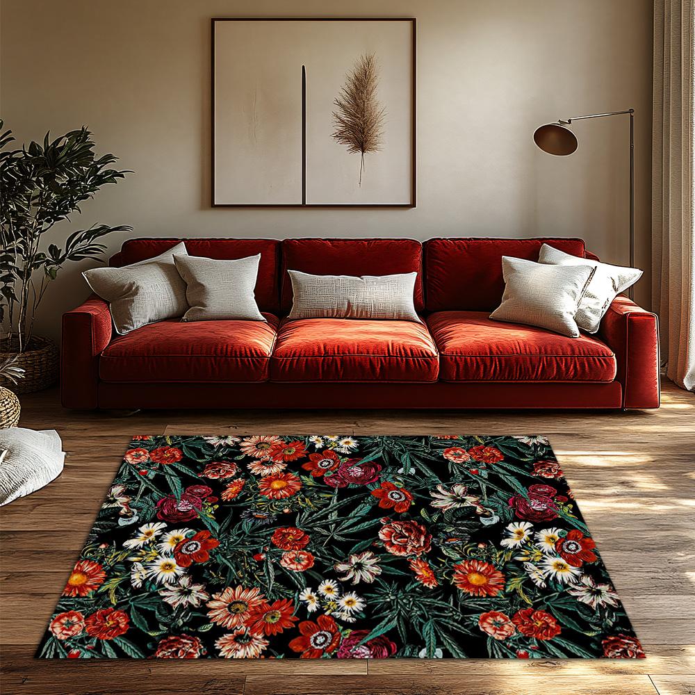 Floral Doormat Indoor Outdoor Rug Washable Welcome Mat Home Decor Entrance Floor Carpet Spring Blossom Pattern Area Rug Gift Ide