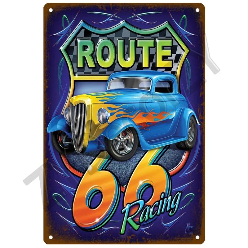 Route 66 Metal Sign House Plaque Metal Poster Tin Sign Plate Wall Posters Vintage Retro Aesthetic Room Decor Wall Art Decoration