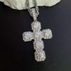 Iced Out Cushion Cross Pendant Necklace Moissanite Gold Plated Copper Hip Hop Jewelry For Men Women