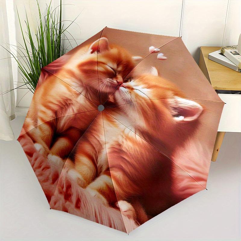 

Kittens, Love Theme 8 Bone Hand Automatic Folding Umbrella, Compact and Portable Design, A Perfect Gift for Birthday, Christmas or Business