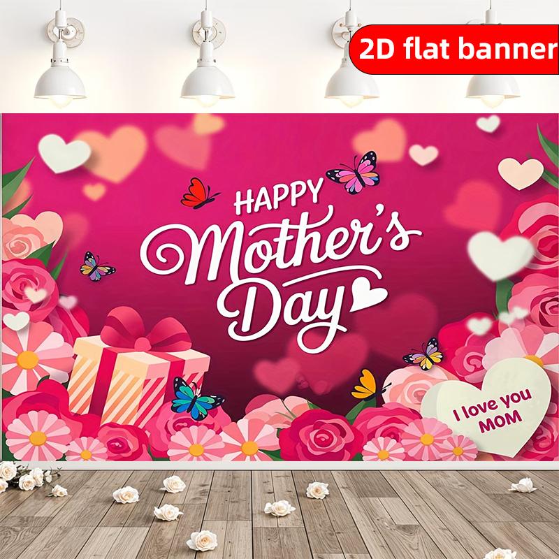 Background Banner Romantic Mother's Day Theme Pattern Background Cloth Used for Party Decoration