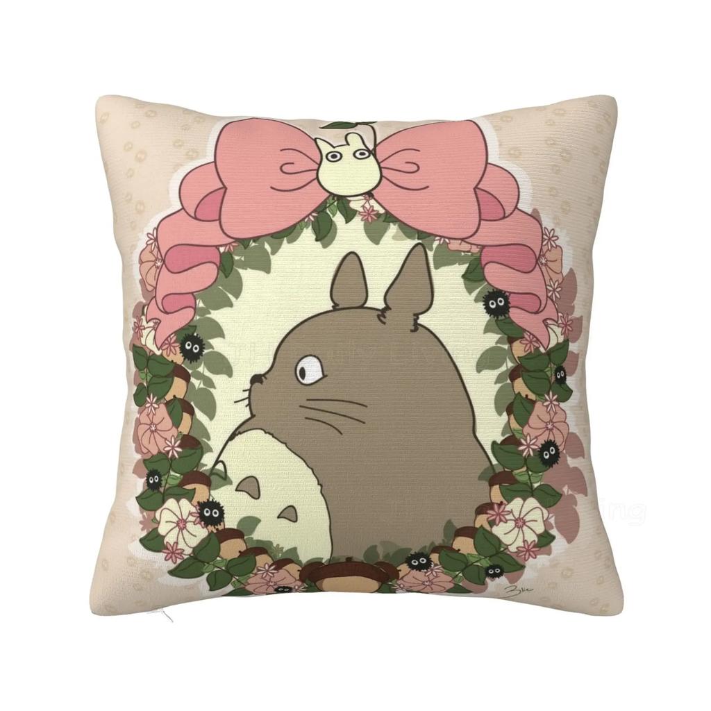 Personalized Cute Cartoon Anime Throw Pillow Case Cushion Cover Square Cotton Pillowcase for Home Bed Sofa Car Office 18x18 Inch