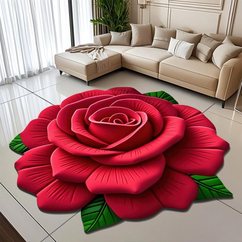 3D Floral Diatomite Floor Mat Living Room Sofa Coffee Table Non-Slip Absorbent Rug Washable Home Decor