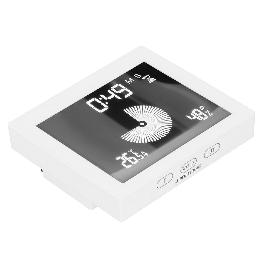 Multifunctional Temperature Humidity Meter with Timing Alarm Clock Function White USB 5V 1A