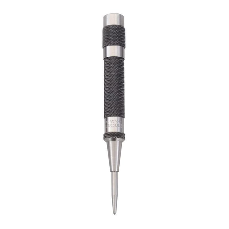 

Starrett Steel Automatic Center Punch with Adjustable Stroke - 5 Length, 9/16 Punch Diameter, Lightweight, Knurled Steel Handle - 18A Center Punch