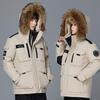 Thickened Couple Workwear Down Jacket Winter Clothing for Men and Women, Mid-Length Style with Fur Collar, Outdoor Warmth