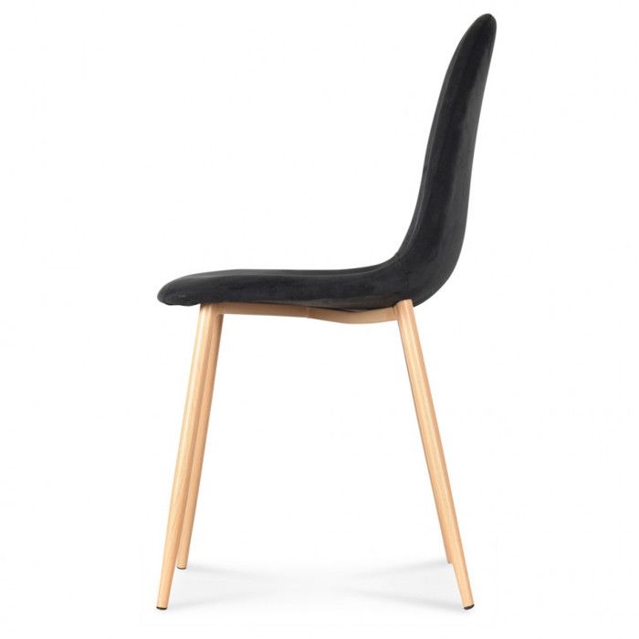 Set of 2 Opjet "Josef" Wood-style Velvet Chairs - Black