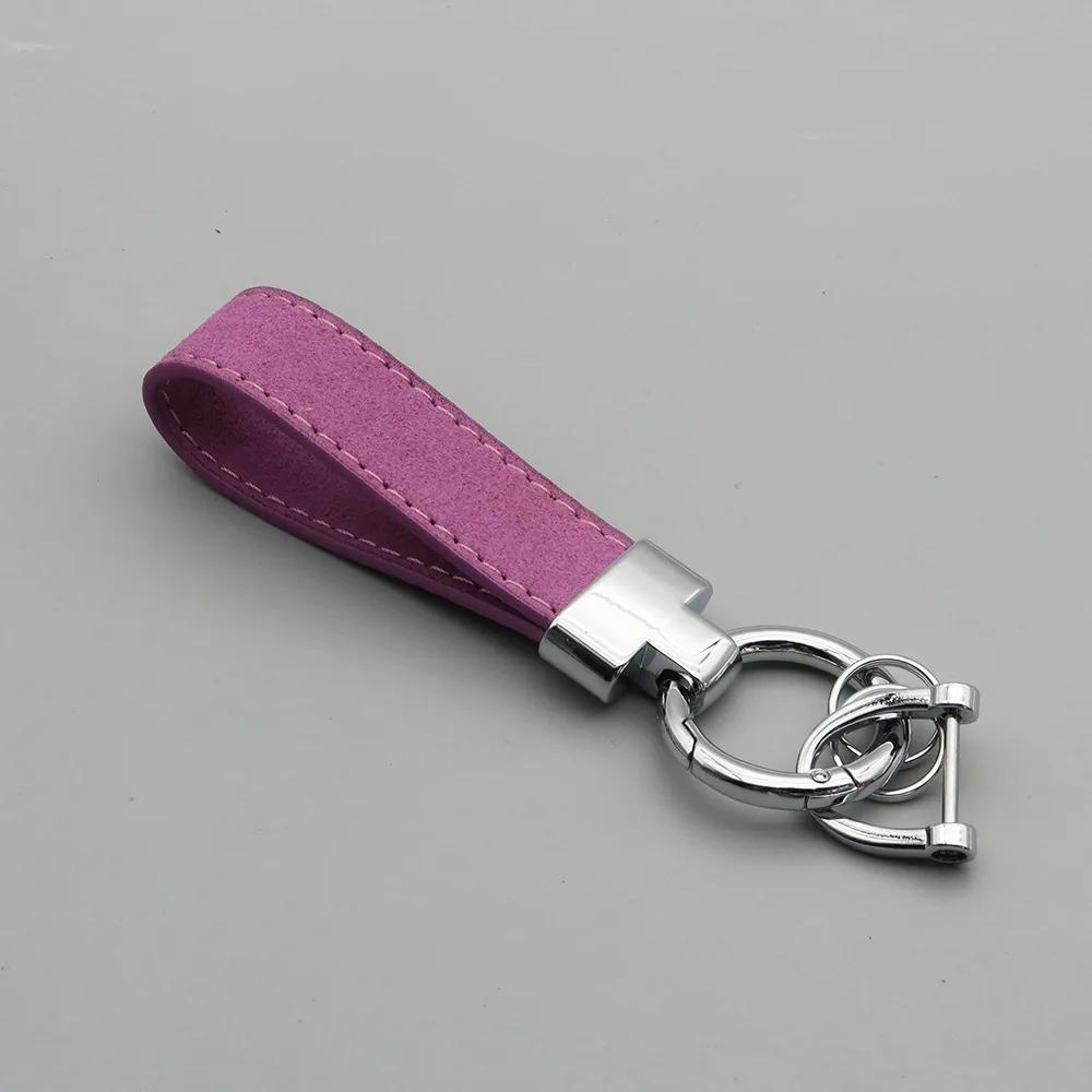 Laser Custom Logo Keyring Box Set Gift Personalized Name Number T Buckle Suede Leather Keychain Bag Car Key Chain Men’s Women‘s