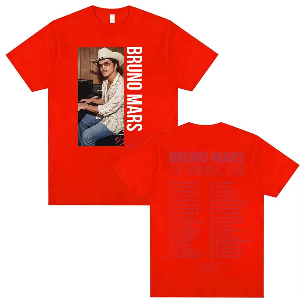 Bruno Mars Signatures The Romantic Tour 2026 Spring Summer T Shirt Fan Gift Men Women Fashion 90s Vintage Pure Cotton Streetwear