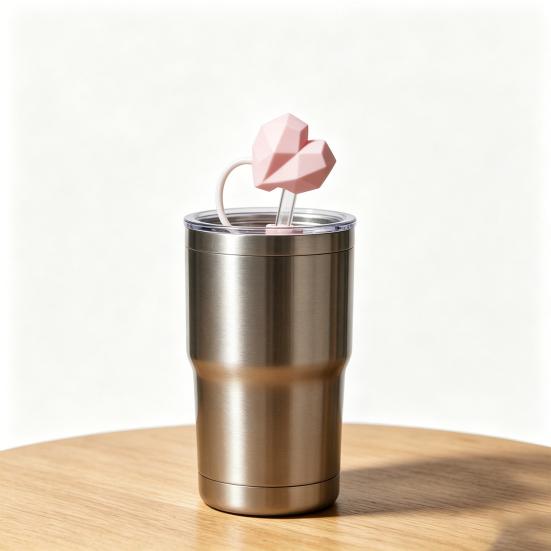 Multi-face Heart Silicone Straw Cap Reusable Straw Cover Leak-Proof Dust-Proof Straw Tip Fits 10mm Straws for Water Bottles And Tumblers