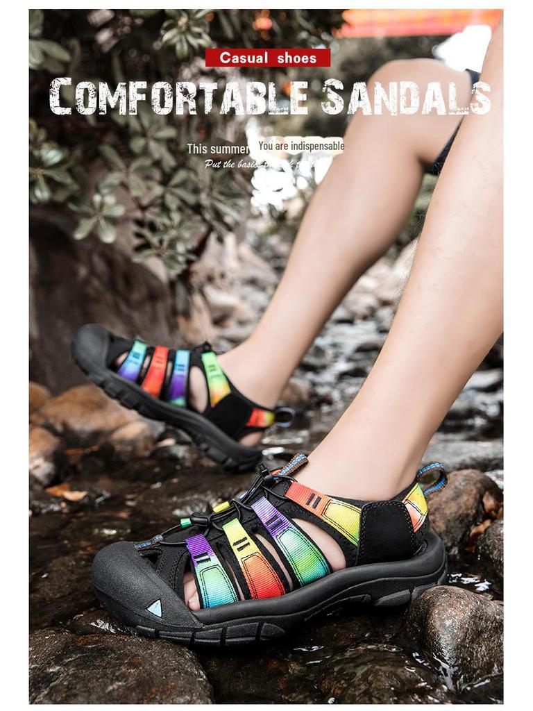 Herrensandalen mit dicker Sohle und geschlossener Zehenpartie – Große Größen – Lässige Strandschuhe für draußen