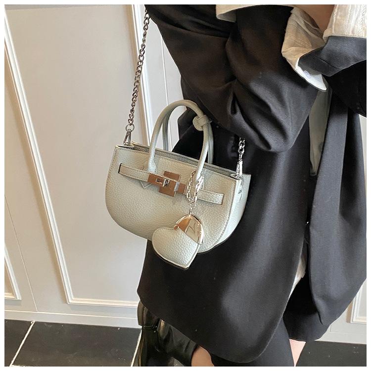 

Универсальная сумка с узором личи, женская, новинка 2025 года, сумка-мессенджер платинового цвета с цепочкой, летняя сумка для пожилых людей светло-синий