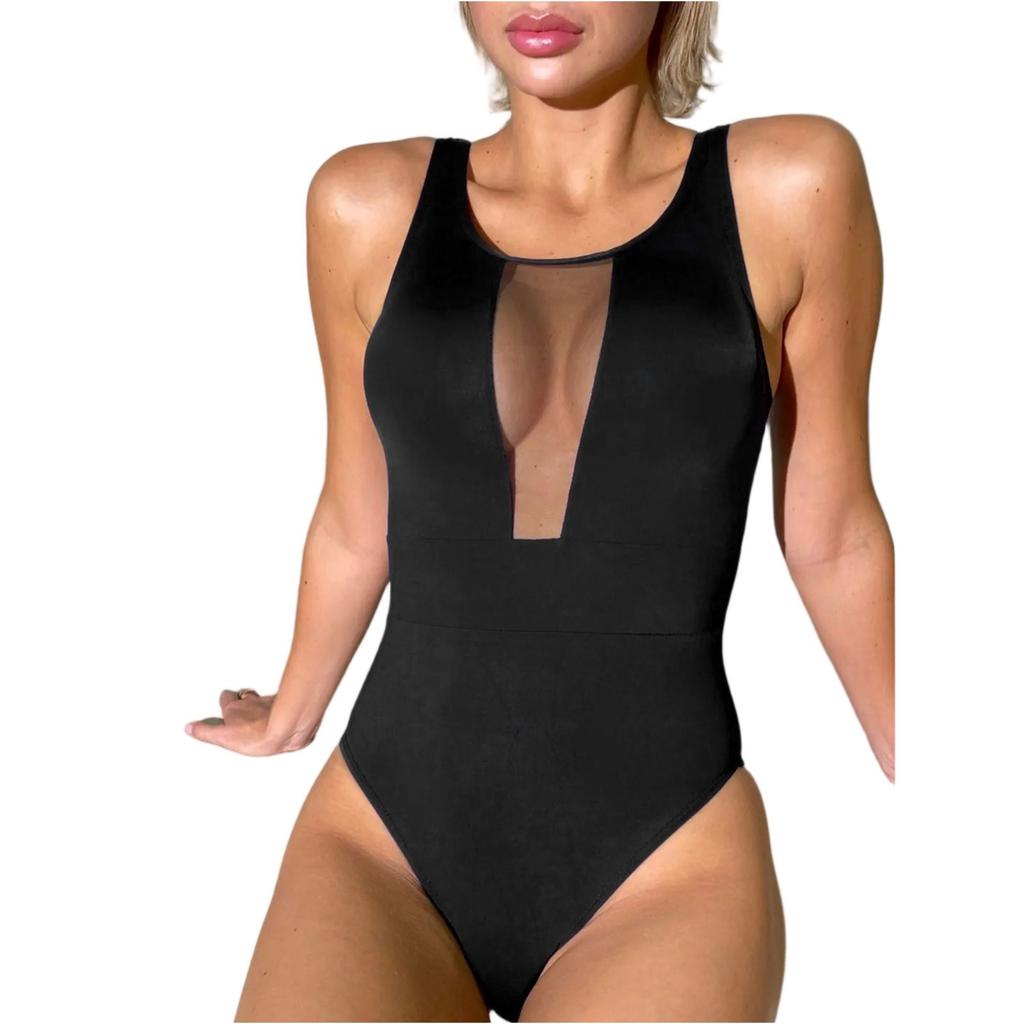 Women's One-piece Swimsuit European And American Slim Mesh Swimsuit