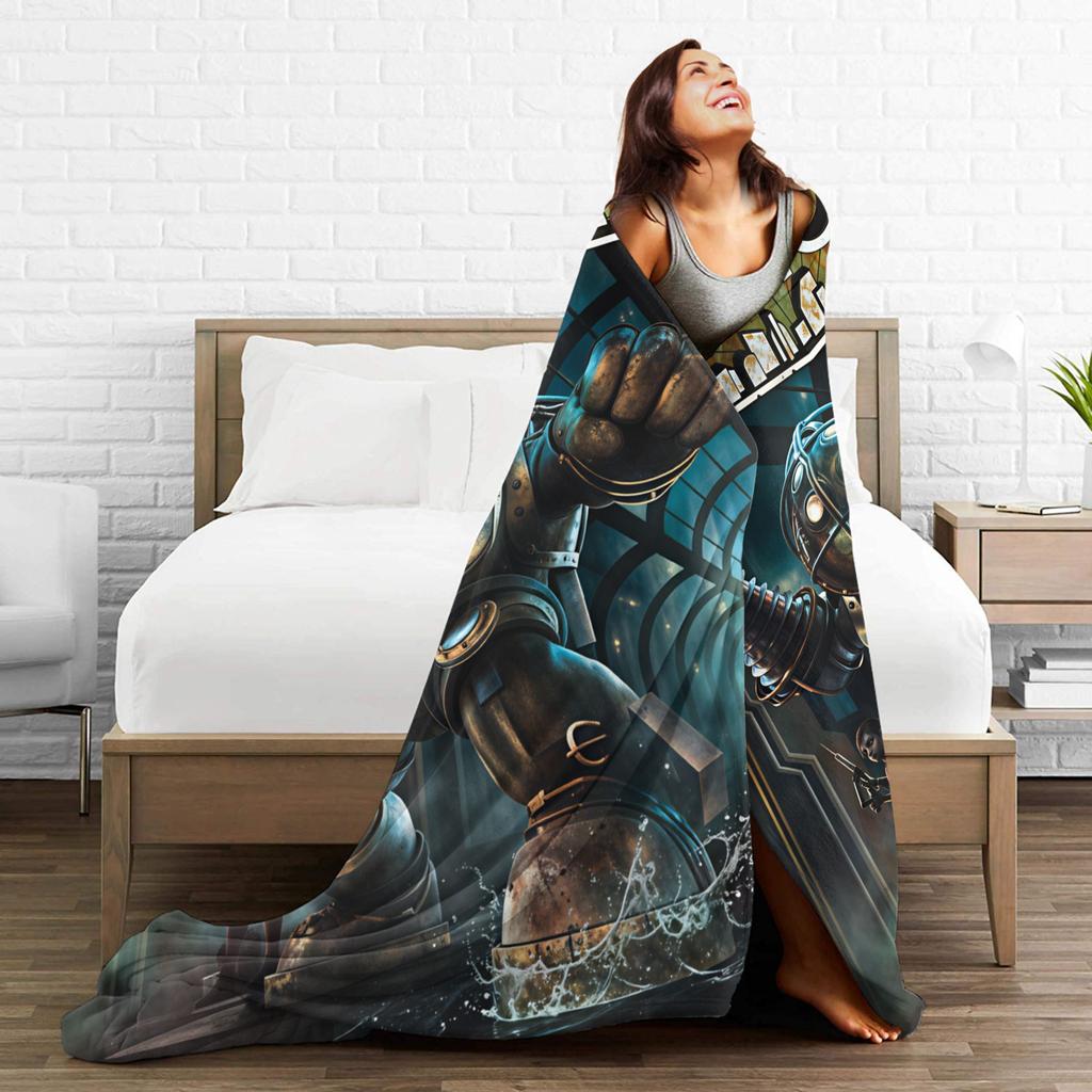 B-BioShocks 2 Remastered Blankets Super Warm Novelty Plush Throw Blanket For Home Decor Airplane Flannel Bedspread Bed Cover