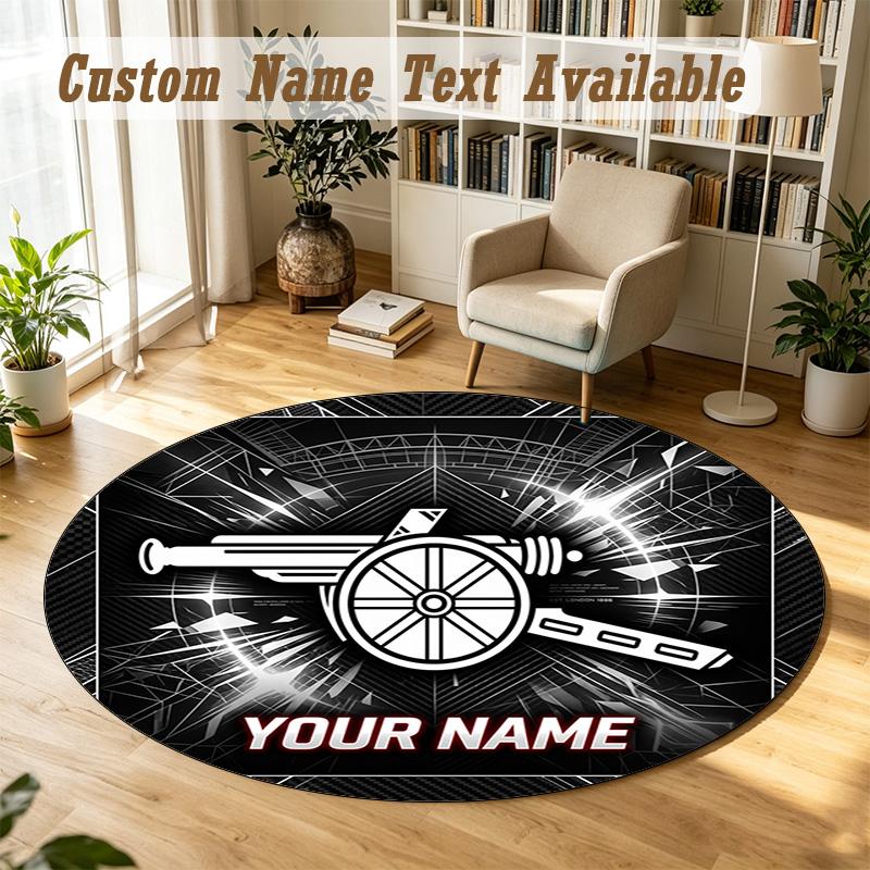 Round Rug Custom NameArsenal FC Pattern Non Slip Carpet Home Floor Decor
