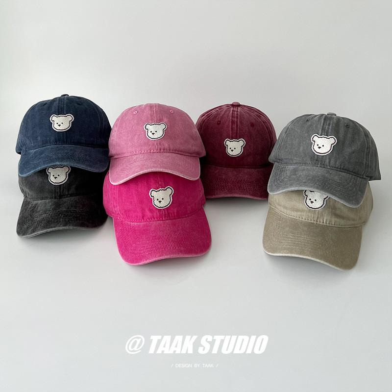Embroidered Cute Bear Baseball Cap For Men And Women Adjustable Street Hats