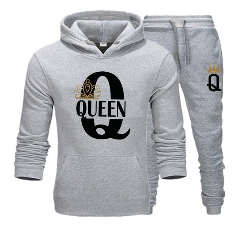 

Мужская толстовка KING QUEEN Свободная Повседневная с капюшоном С принтом Комплект для пары S