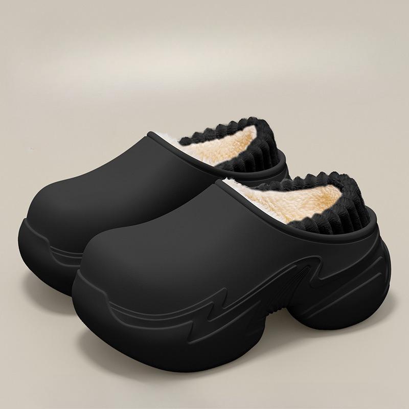 Hausschuhe, Indoor Zuhause, Dicksohlige Taschen und Wasserdichte Plüsch-Baumwollschuhe für Damen