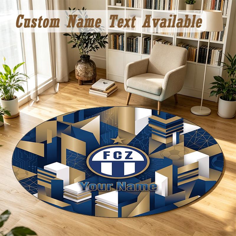 Round Rug Custom NameFC Zürich Pattern Non Slip Carpet Home Floor Decor