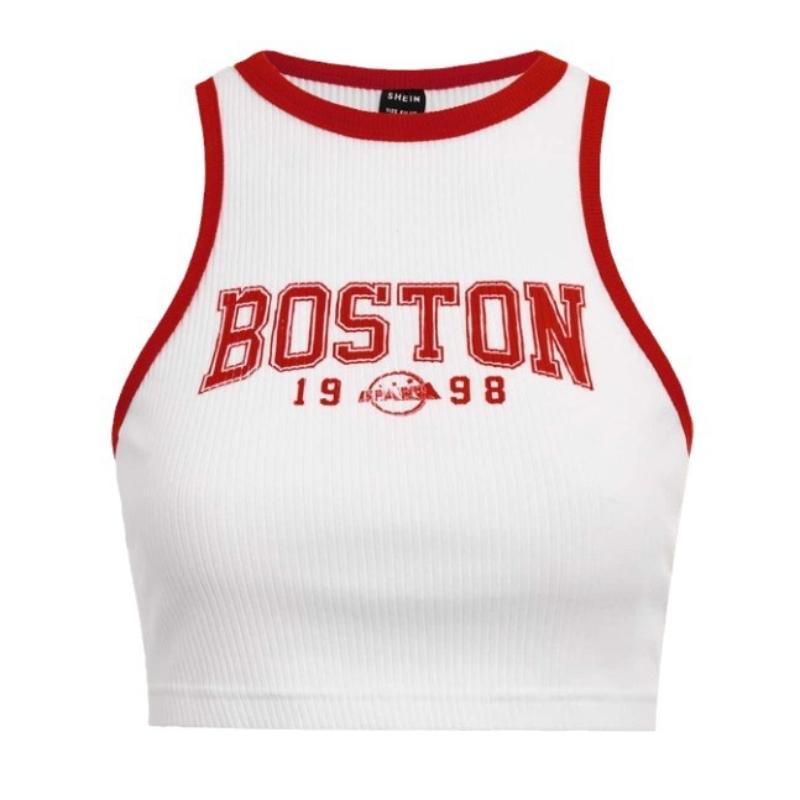 

Летний топ Y2K с контрастным принтом букв для женщин L белый