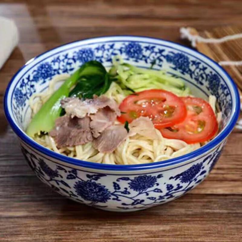 Blue and White Ceramic Soup Noodle Bowl
