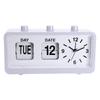 Classical Retro Mechanical Alarm Clock with Manual Flipped Calendar Date Day Time Display for Living Room or Office