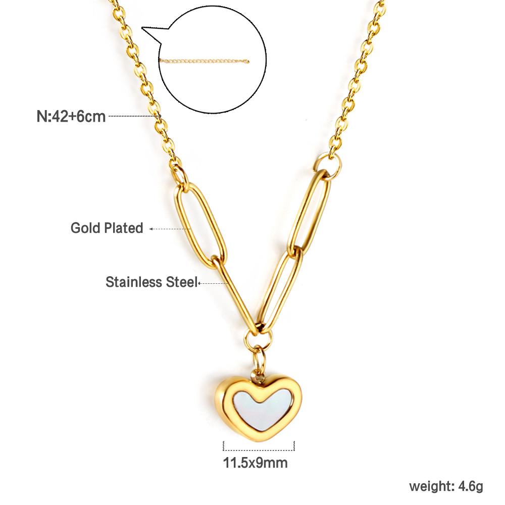 Dainty Shell Jewelry Gold Plated Necklace Women Custom Engraving Pendant Necklace Fashion 316L Stainless Steel Heart Necklaces