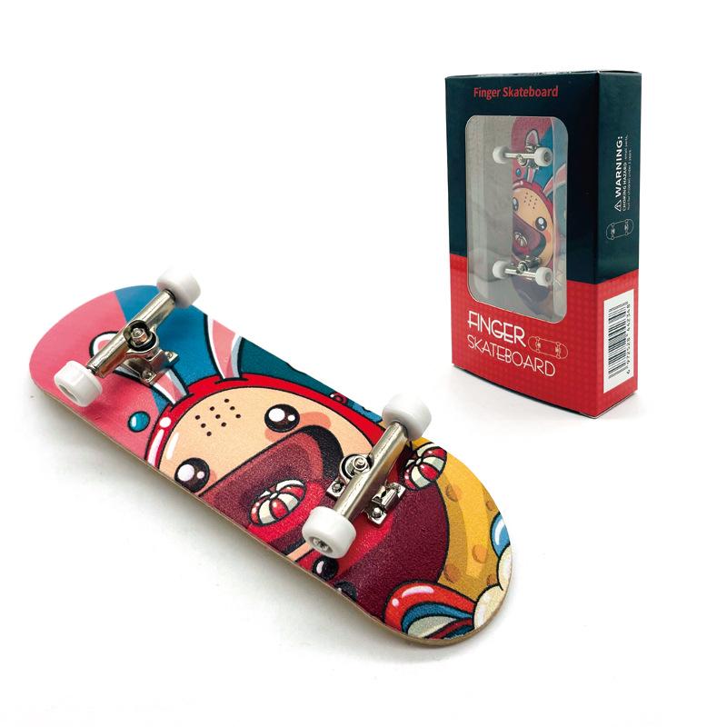 Maple Finger Skateboard with Bearings and Wheels - Mini Double Rocker Board for Kids' Creative Play