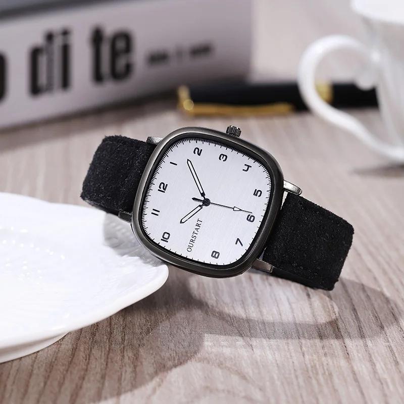Vintage Square Dial Leather Belt Wristwatch Brand Quartz Watch Youth Student Watch Casual Fashion Men Women Gift Clock