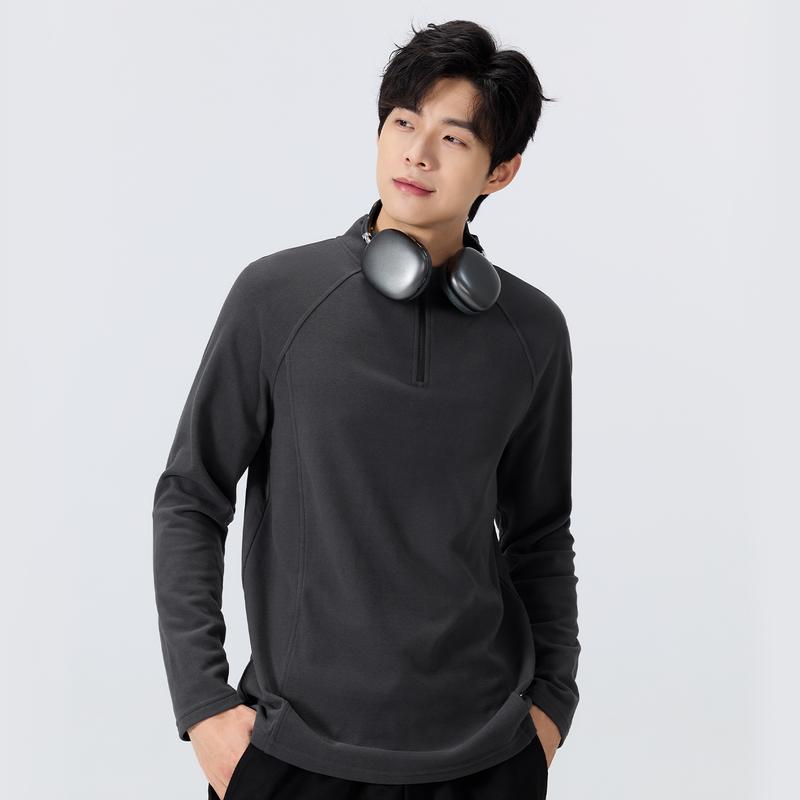 MINISO Men's Thermal Half-Zip Long Sleeve T-Shirt