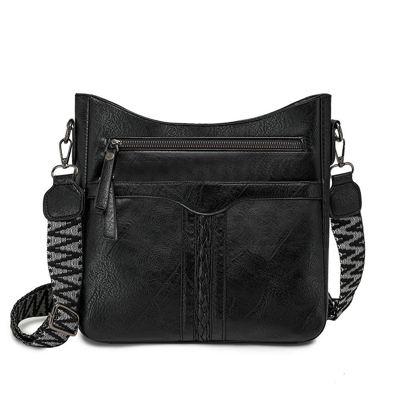 

Crossbody Bag Vintage PU Women s Bag Shoulder Bag Commuter Large Capacity Shoulder Bag чёрный