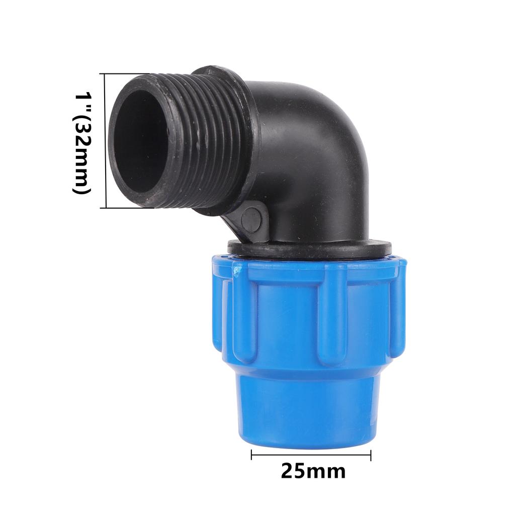 Female Thread 1/2" 3/4" 20/25/32mm Male Thread 1" Elbow Reducing Connector Garden Agriculture Irrigation PE elbow pipe connector