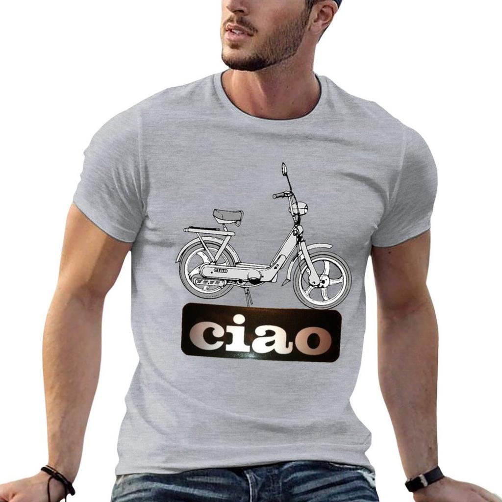 Cześć skuter biały napisz T-shirt koszulki anime koszulka męska letnie topy czarne koszulka z krótkim rękawem mężczyźni