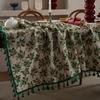 Tablecloth Christmas Holly Leaf Bronzing Berry Print Festive Table Cloth Cover Coffee Table Rectangle