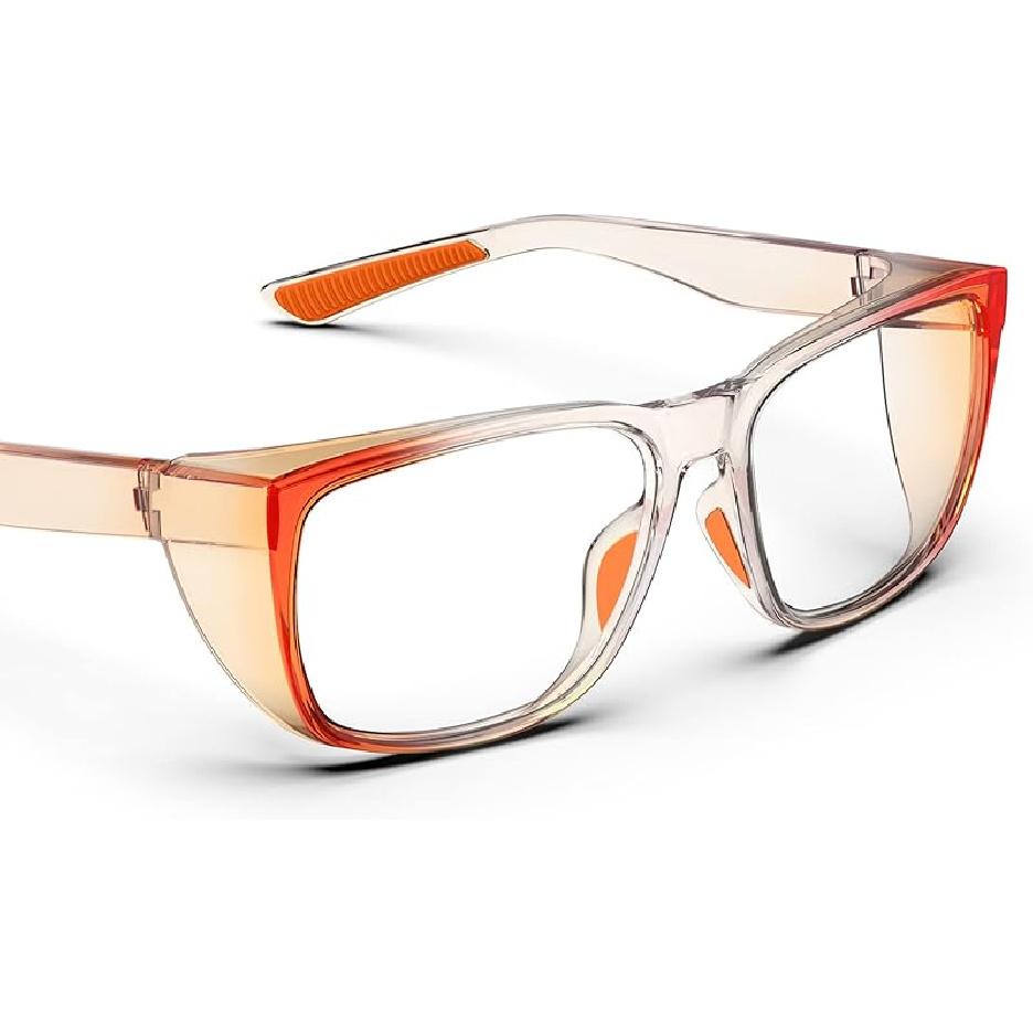 TOREGE Safety Glasses, Stylish Safety Goggles Eye Protection Anti-Fog & Scratch Resistant With Anti-Blue Light Lenses For Men Gradient Orange