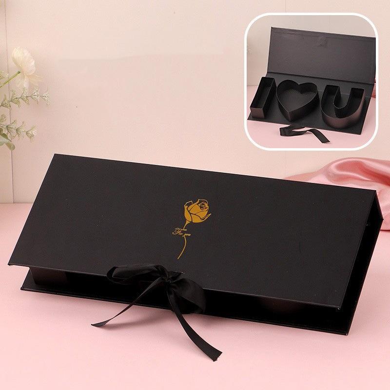 

Rectangle I Love You Empty Box Romantic Red Color Jewelry Gift Box Large Size Letter-Shaped Thicker Flowers Gift Box чёрный