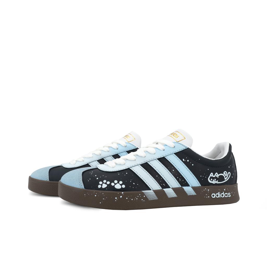 adidas VL COURT 2.0 Gorilla Mischief XJDD Blue Star Cat Low Top Skateboard Shoes Unisex Black Blue JQ2470(team1369-)