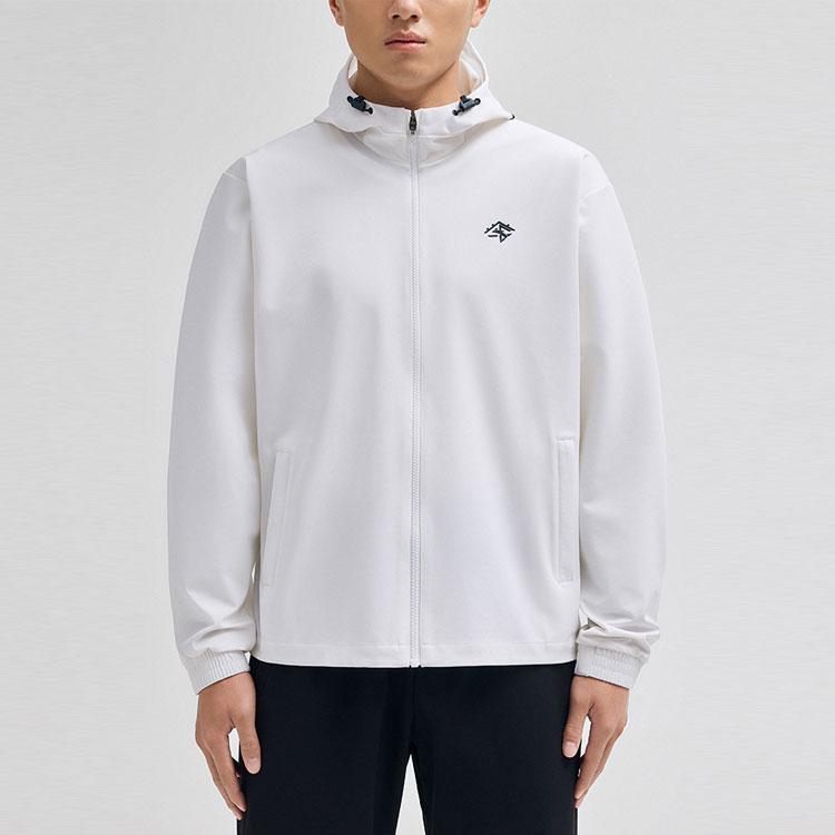 Anta Basketball Series Letter Zipper Hooded Jacket Men Jackets Pure-White 152331616-1