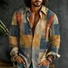 Men's Artistic Wildflower Herbal Long Sleeve Shirt in Rice White Same Color Plant Printed Collar Casual Shirt