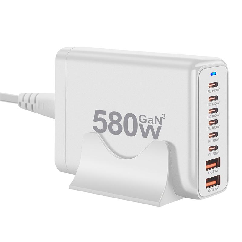 580W Gan-Ladegerät 8-Port USB Typ C Desktop-Ladestation Telefon Schnellladung Für iPhone 16 15 iPad Macbook Laptop Tablet Samsung