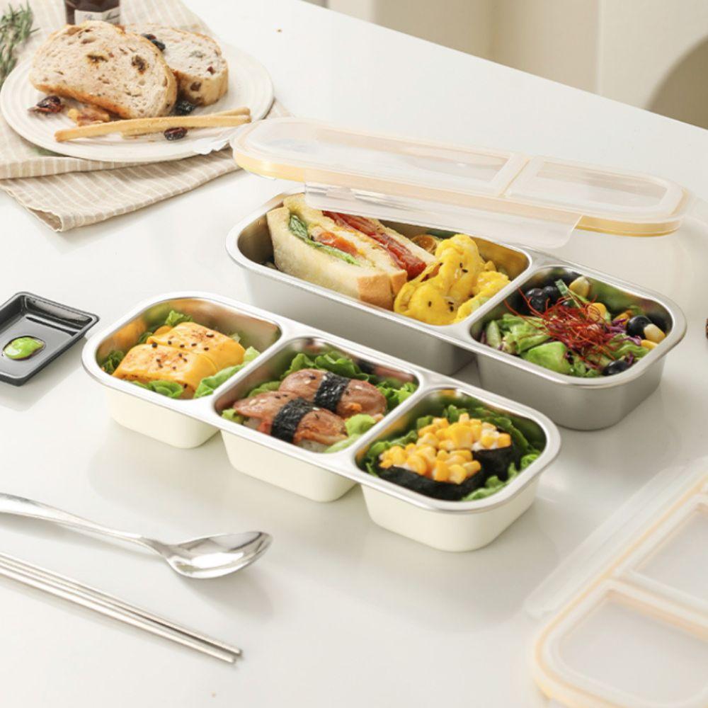 Stainless Steel Lunch Container 2/3 Grids Food Storage Box Camping Lunch Box Travel