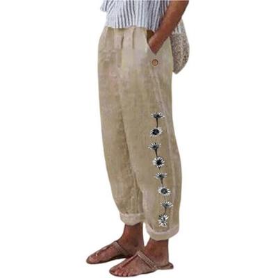 Floral Print Harem Pants with Pockets Fashion Popular Streetwear Flower Pattern Mid-Rise