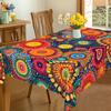 1pc Bohemian Polka Dot Tablecloth - Rectangular & Round Shapes Vibrant Multicolor Hippie Design, Durable Polyester for Kitchen